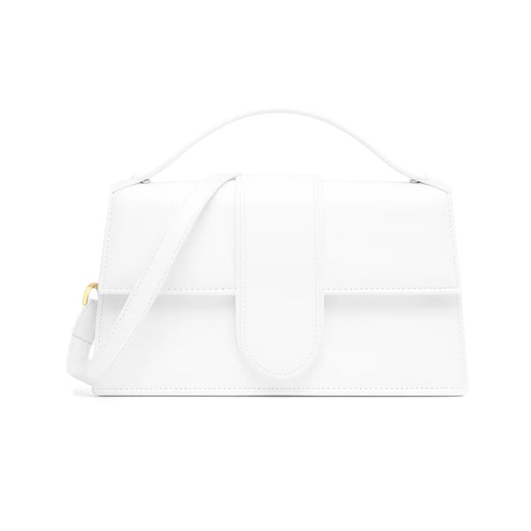 Velanzy Sleek Tab Flap Bag – Pure White Grace