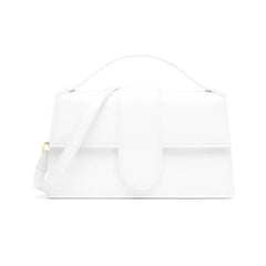 Velanzy Sleek Tab Flap Bag – Pure White Grace