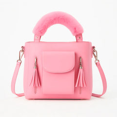 Velanzy Dual-Zip Handbag – Blush Petal Velvet