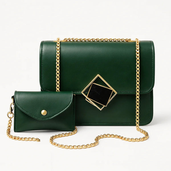 Velanzy Chic Chain Bag – Forest Green Luxe