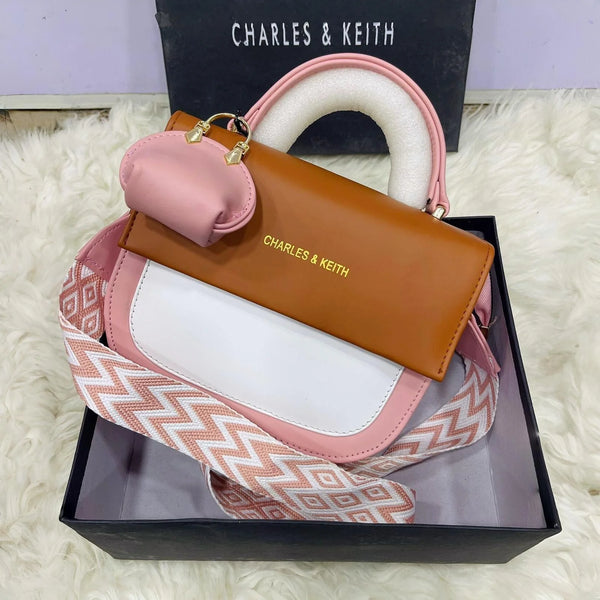 C&K Branded Crossbody Bag for Girls – Premium Quality with Digital Long Belt & Keychain