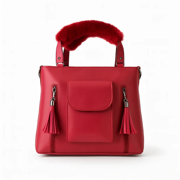 Velanzy Dual-Zip Handbag – Cherry Rouge Velvet