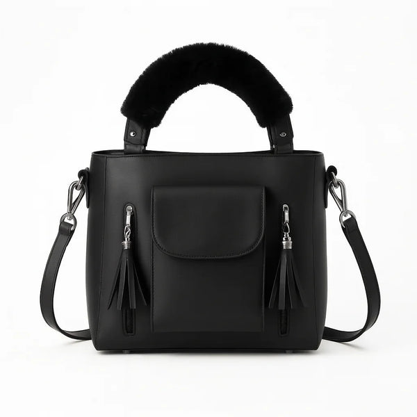 Velanzy Dual-Zip Handbag – Midnight Noir Velvet