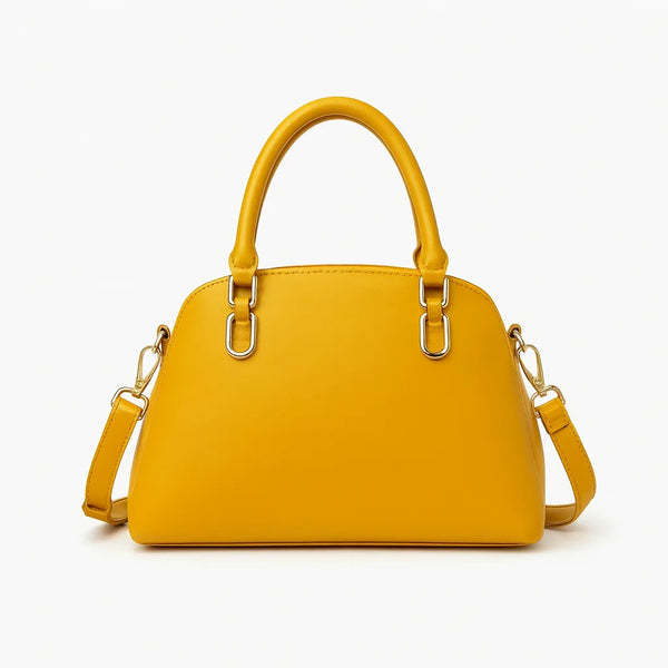 Velanzy Sleek Curve Tote – Mustard Gold Shine