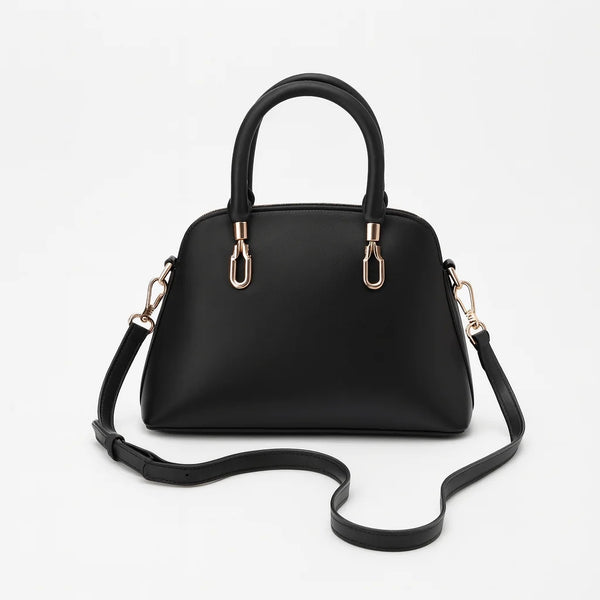Velanzy Sleek Curve Tote – Midnight Black Elegance