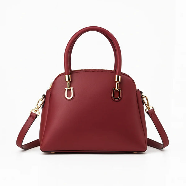 Velanzy Sleek Curve Tote – Wine Red Luxe