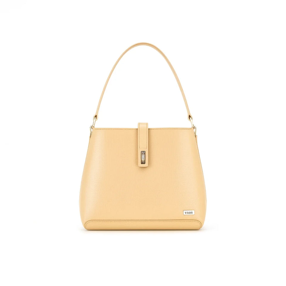 Velanzy Croc-Textured Shoulder Tote – Cream Elegance