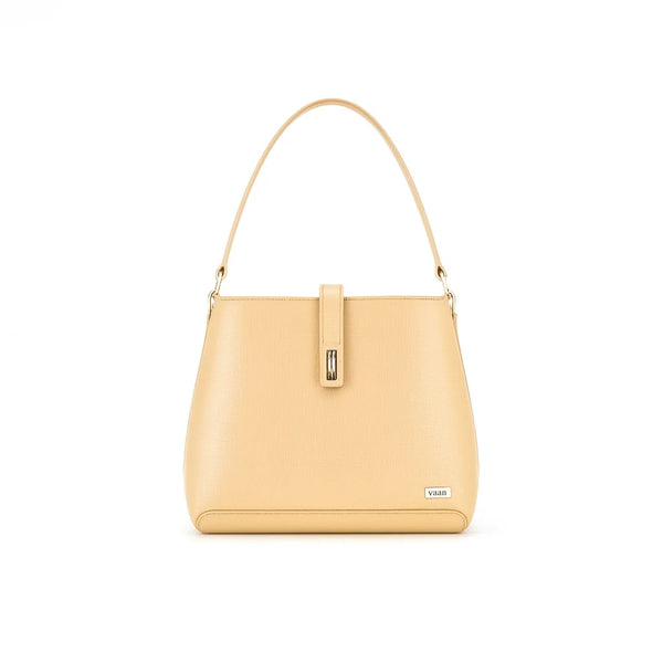 Velanzy Croc-Textured Shoulder Tote – Cream Elegance