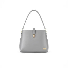 Velanzy Croc-Textured Shoulder Tote – Stone Grey Luxe