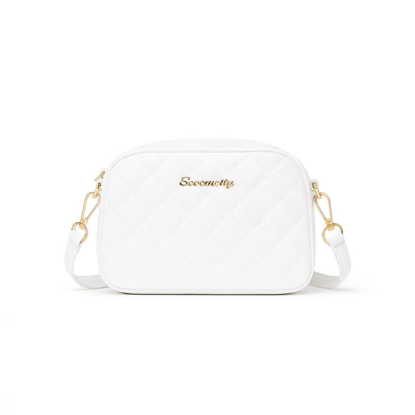 Velanzy Embroidered Elegance – White PU Shoulder Charm