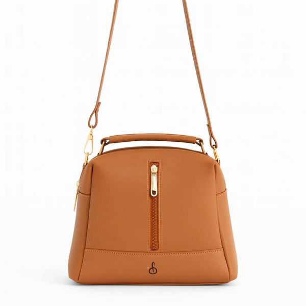 Velanzy Luxe Zipper Box Bag – Warm Tan Style