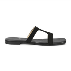 Velanzy Casual Rexine Slippers – Sleek Black Comfort