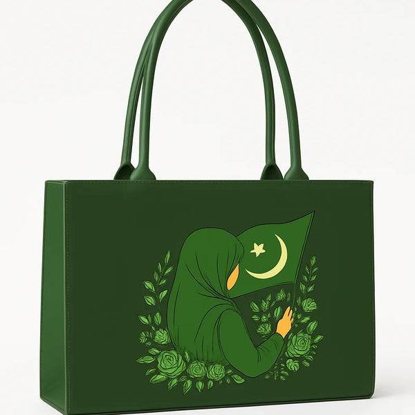 Pakistan Independence Day Tote Bag – Patriotic Hijabi Girl Design