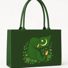 Pakistan Independence Day Tote Bag – Patriotic Hijabi Girl Design