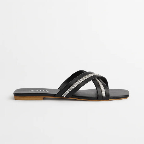 ZARA-Inspired Women's Rhinestone Fancy Flat Slippers