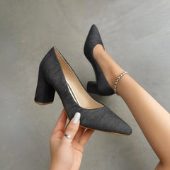 Elegant Block Heel Court Shoes for Women – Comfortable Formal Heels