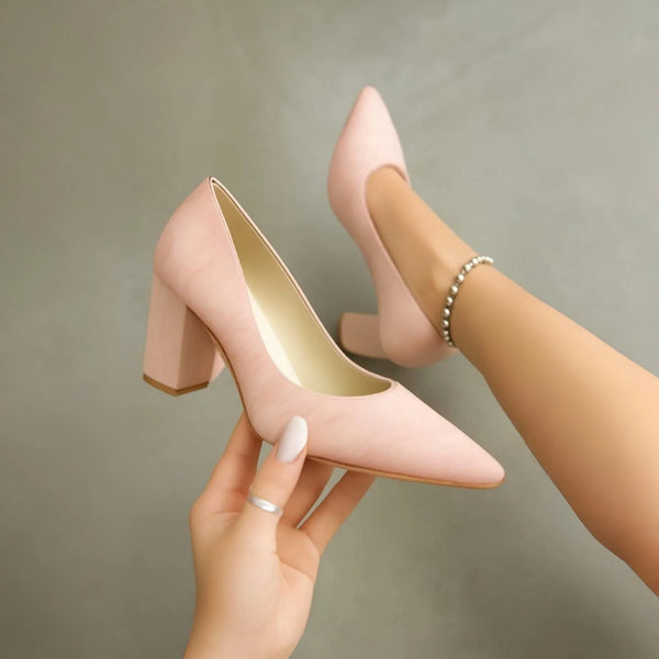 Elegant Block Heel Court Shoes for Women – Comfortable Formal Heels