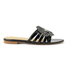 Glitz Flora Flats – Elegant Women’s Footwear in Black & Golden