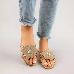 Glitz Flora Flats – Elegant Women’s Footwear in Black & Golden