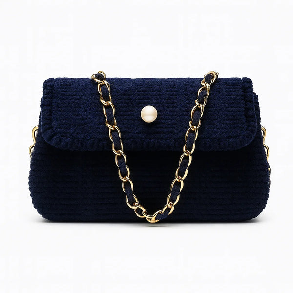 Handmade Canvas Sheet Shoulder Bag with Golden Chain