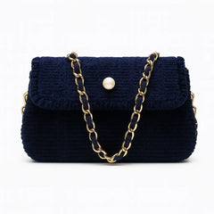 Handmade Canvas Sheet Shoulder Bag with Golden Chain