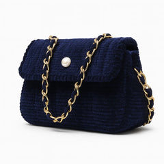 Handmade Canvas Sheet Shoulder Bag with Golden Chain