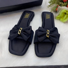 Luxe Satin Bow Slides – Premium Comfort in Elegant Design
