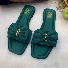 Luxe Satin Bow Slides – Premium Comfort in Elegant Design