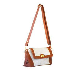 Velanzy Elegant Dual-Tone Flap Bag – Classic Brown & Cream