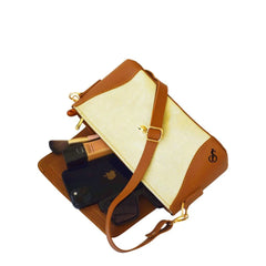 Velanzy Elegant Dual-Tone Flap Bag – Classic Brown & Cream