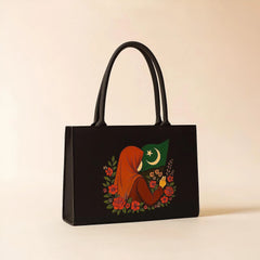 Pakistan Independence Day Tote Bag – Patriotic Hijabi Girl Design