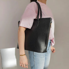 Premium Croc-Textured Tote Bag