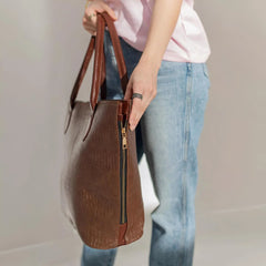 Premium Croc-Textured Tote Bag