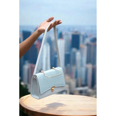 Velanzy Luxe Flap Satchel – Sky Mist Blue