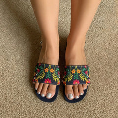 Velanzy Formal Embroidered Flats – Classic Black Elegance