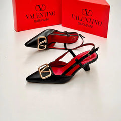 Women's Designer-Inspired Slingback Heels – Gold Buckle Edition