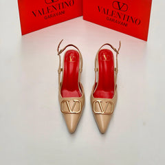 Women's Designer-Inspired Slingback Heels – Gold Buckle Edition