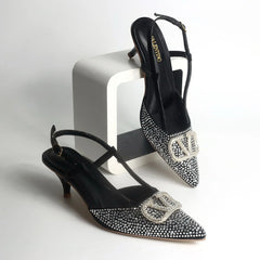 Women's Luxury Crystal Embellished Slingback Heels