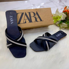 ZARA-Inspired Women's Rhinestone Fancy Flat Slippers