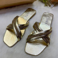 ZARA-Inspired Women's Rhinestone Fancy Flat Slippers