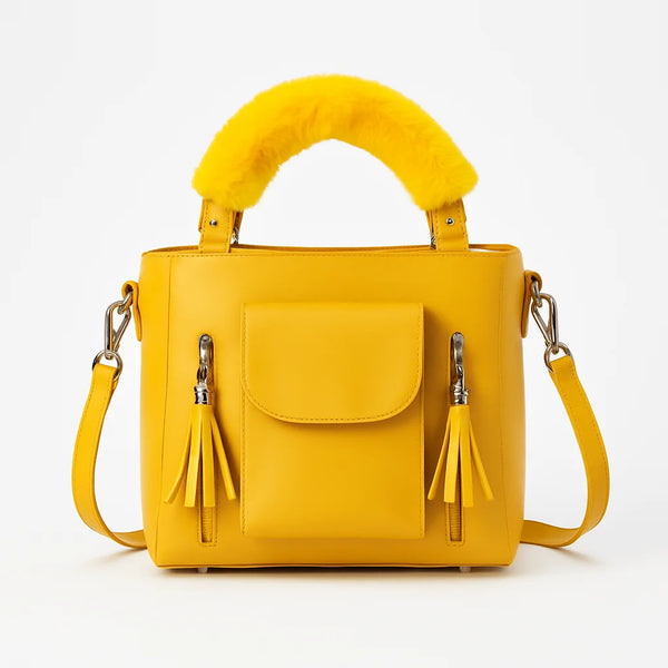 Velanzy Dual-Zip Handbag – Golden Sun Velvet