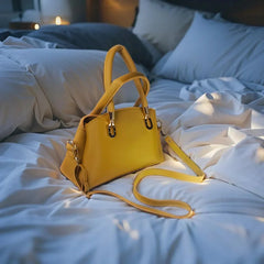 Velanzy Sleek Curve Tote – Mustard Gold Shine