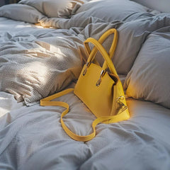 Velanzy Sleek Curve Tote – Mustard Gold Shine