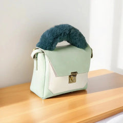 Velanzy Two-Tone Mini Satchel – Mint Frost Velvet