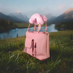 Velanzy Dual-Zip Handbag – Blush Petal Velvet