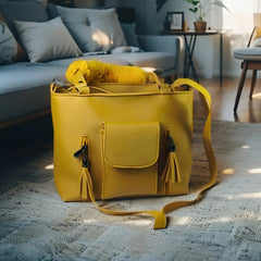 Velanzy Dual-Zip Handbag – Golden Sun Velvet