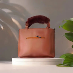 Velanzy Dual-Zip Handbag – Caramel Rust Velvet