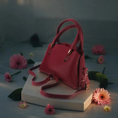 Velanzy Sleek Curve Tote – Wine Red Luxe