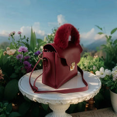 Velanzy Luxe Satchel – Deep Crimson Velvet