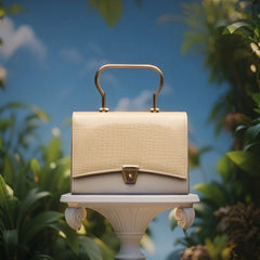 Velanzy Luxe Flap Satchel – Cream Cloud